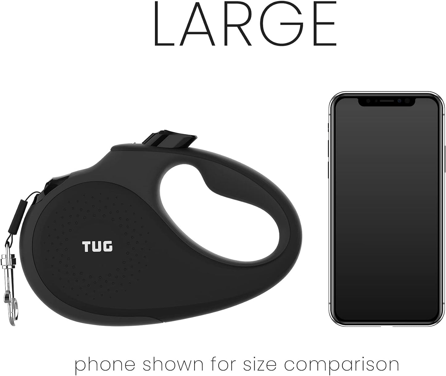 360° Tangle-Free Retractable Dog Leash with Anti-Slip Grip | 16 Ft Durable Nylon Tape | One-Handed Brake, Pause, and Lock Feature (Large, Black/Grey)