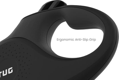 360° Tangle-Free Retractable Dog Leash with Anti-Slip Grip | 16 Ft Durable Nylon Tape | One-Handed Brake, Pause, and Lock Feature (Large, Black/Grey)