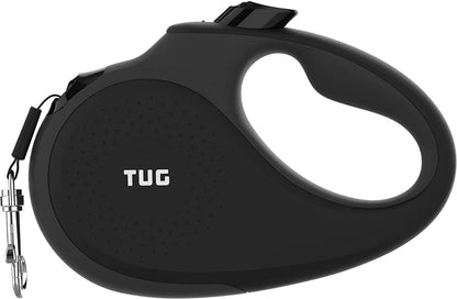 360° Tangle-Free Retractable Dog Leash with Anti-Slip Grip | 16 Ft Durable Nylon Tape | One-Handed Brake, Pause, and Lock Feature (Large, Black/Grey)
